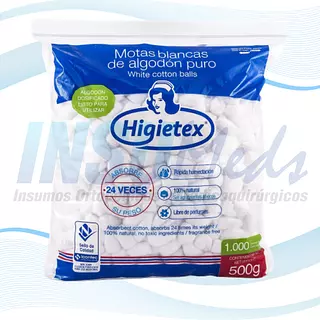 Algodón En Torundas, 500 Gr, Higietex