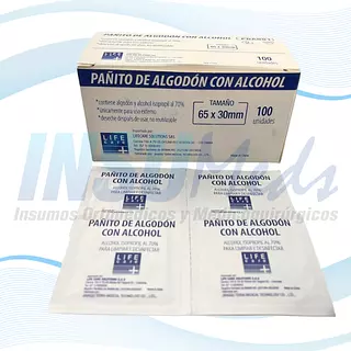 Pañito de Algodón con Alcohol, LIFE CARE 