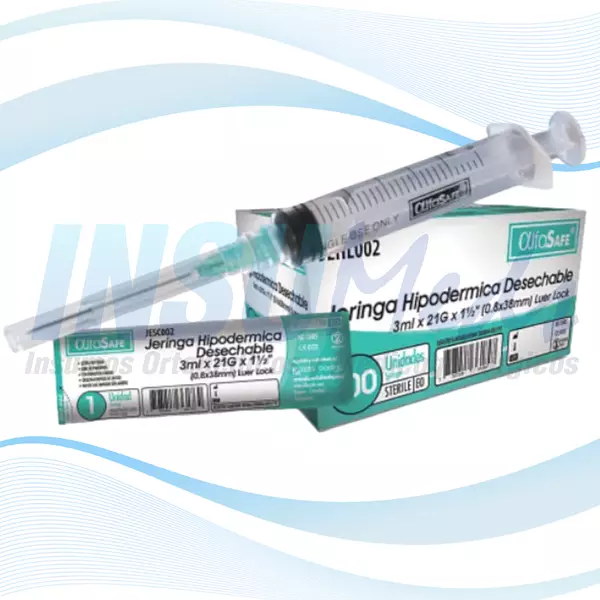 Jeringas Hipodermicas Desechable 3ml X 21g X 1 1/2", Alfasaf