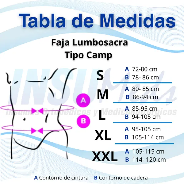 Faja lumbosacra tipo camp rígida